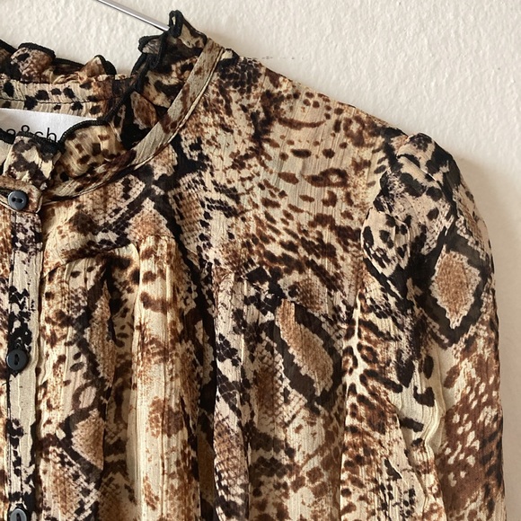 ba&sh Rackel Ruched Snake-Print Georgette Mini Dress XS - Picture 7 of 16